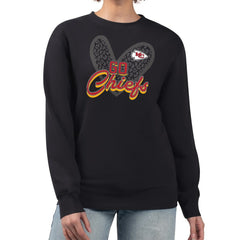 Kansas City Chiefs  G-III 4Her by Carl Banks Women's Leopard Heart Pullover Sweatshirt