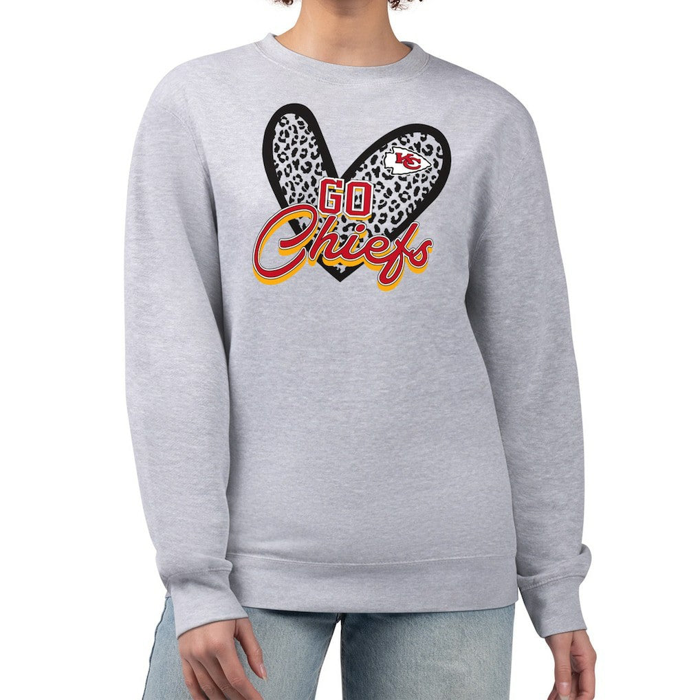 Kansas City Chiefs  G-III 4Her by Carl Banks Women's Leopard Heart Pullover Sweatshirt