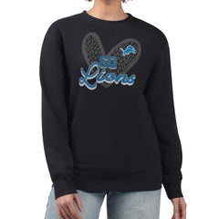 Detroit Lions  G-III 4Her by Carl Banks Women's Leopard Heart Pullover Sweatshirt