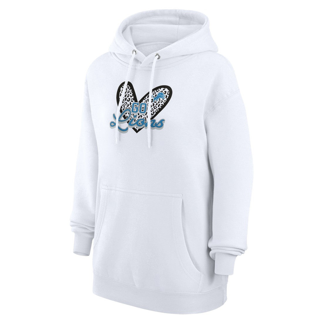 Detroit Lions  G-III 4Her by Carl Banks Women's Animal Print Heart Team Graphic Fleece Tri-Blend Pullover Hoodie