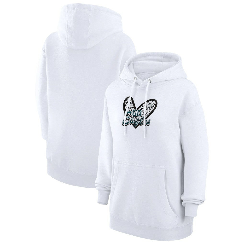 Philadelphia Eagles  G-III 4Her by Carl Banks Women's Animal Print Heart Team Graphic Fleece Tri-Blend Pullover Hoodie