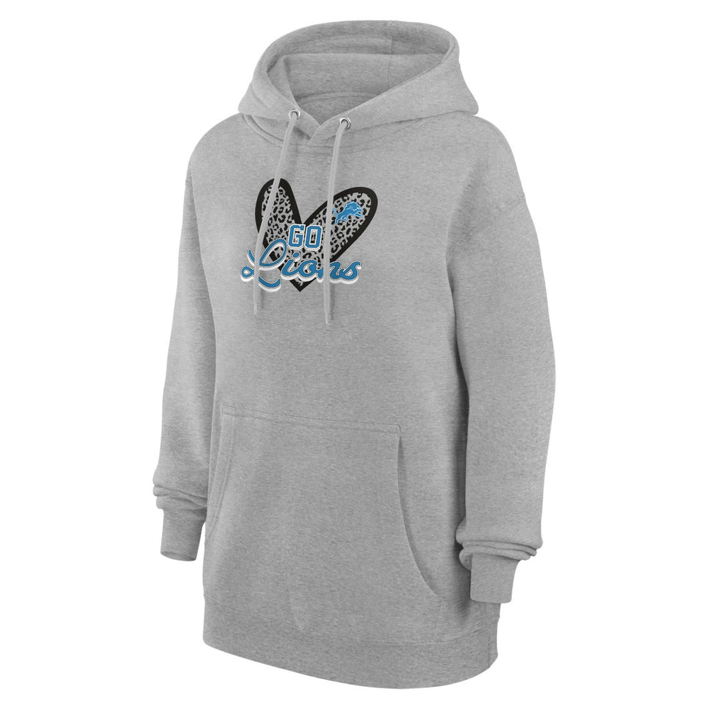 Detroit Lions  G-III 4Her by Carl Banks Women's Animal Print Heart Team Graphic Fleece Tri-Blend Pullover Hoodie