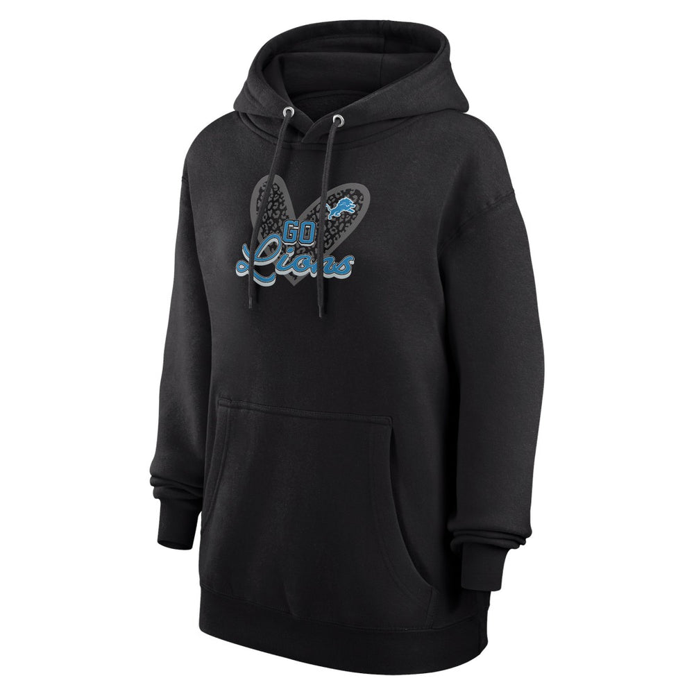 Detroit Lions  G-III 4Her by Carl Banks Women's Animal Print Heart Team Graphic Fleece Tri-Blend Pullover Hoodie