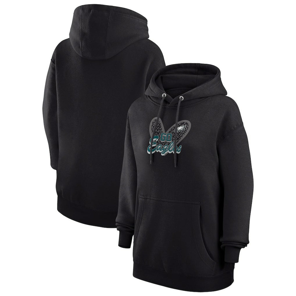 Philadelphia Eagles  G-III 4Her by Carl Banks Women's Animal Print Heart Team Graphic Fleece Tri-Blend Pullover Hoodie