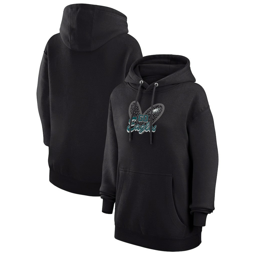 Philadelphia Eagles  G-III 4Her by Carl Banks Women's Animal Print Heart Team Graphic Fleece Tri-Blend Pullover Hoodie