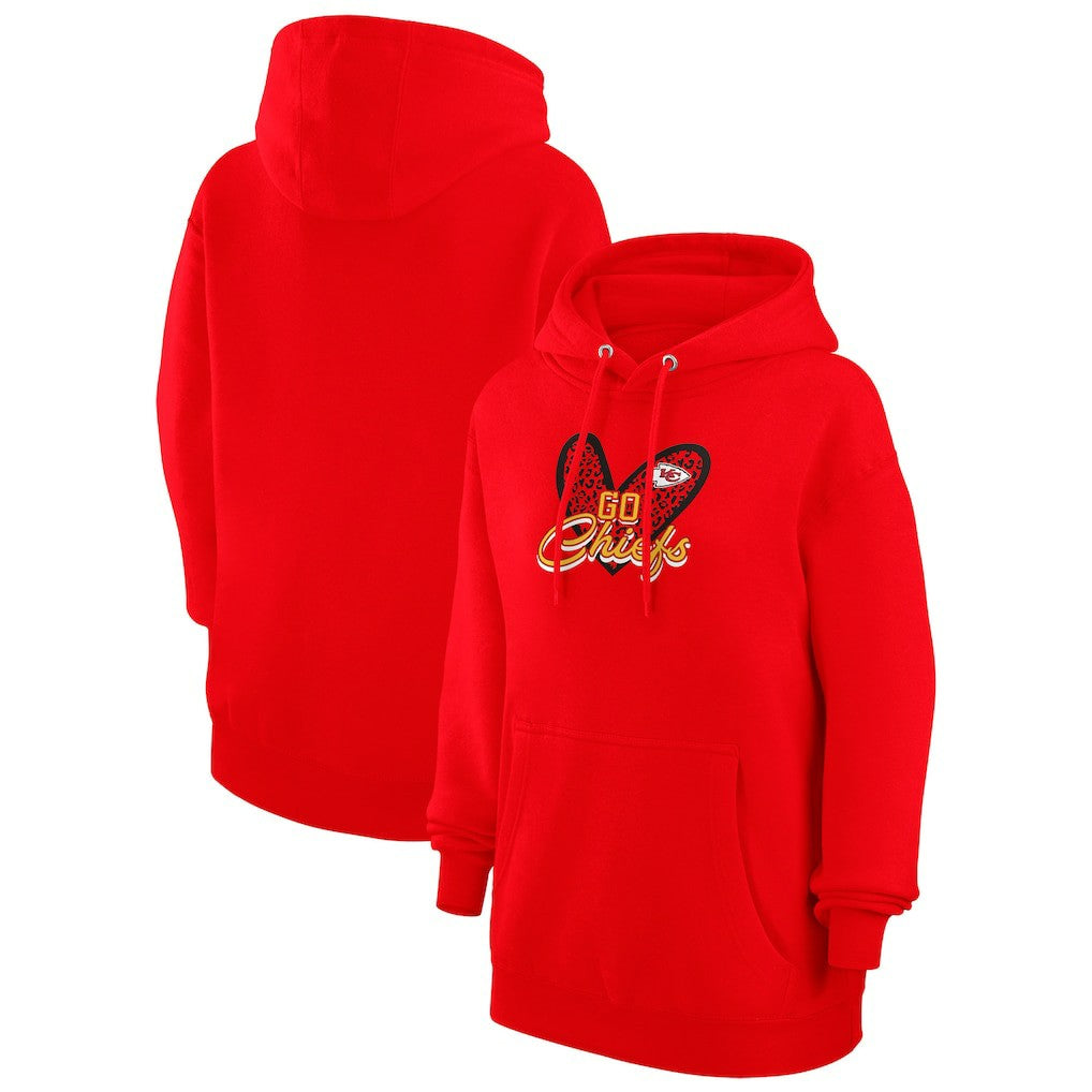 Kansas City Chiefs  G-III 4Her by Carl Banks Women's Animal Print Heart Team Graphic Fleece Tri-Blend Pullover Hoodie