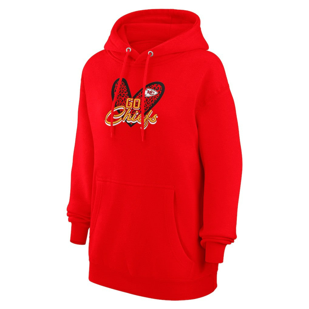 Kansas City Chiefs  G-III 4Her by Carl Banks Women's Animal Print Heart Team Graphic Fleece Tri-Blend Pullover Hoodie