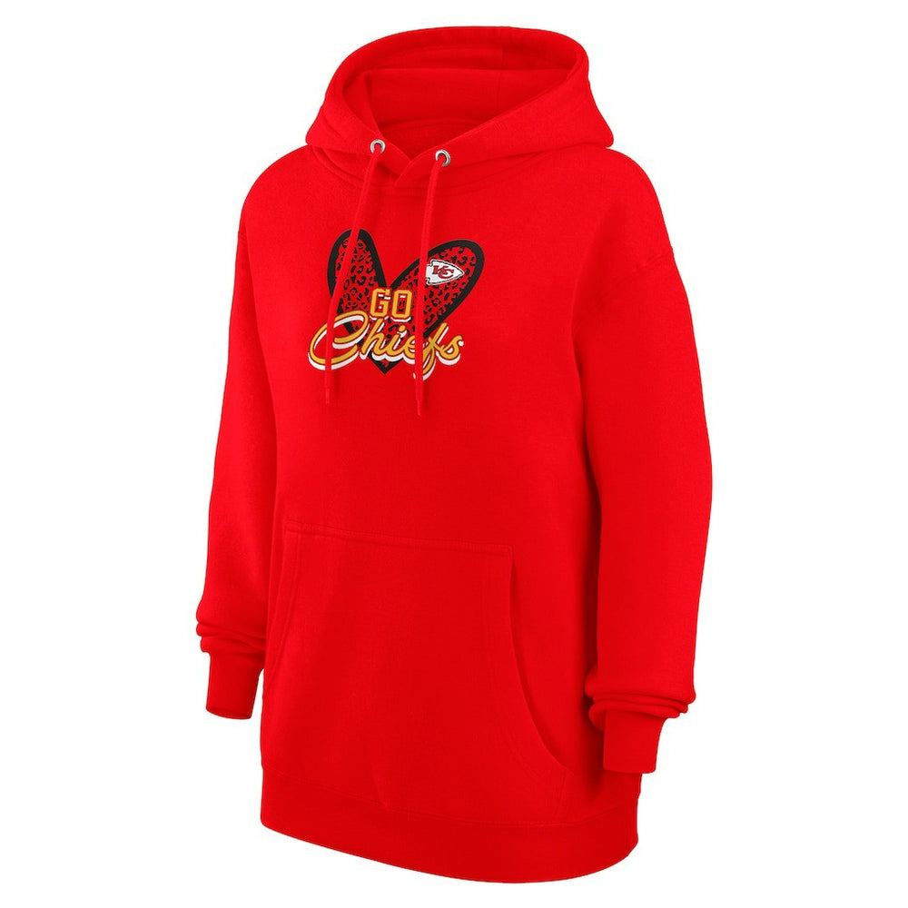 Kansas City Chiefs  G-III 4Her by Carl Banks Women's Animal Print Heart Team Graphic Fleece Tri-Blend Pullover Hoodie