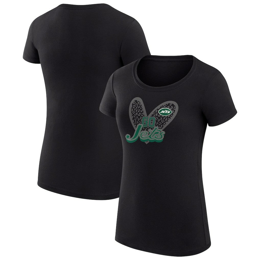 New York Jets  G-III 4Her by Carl Banks Women's Super-Slim Fit Lightweight Animal Print Heart T-Shirt