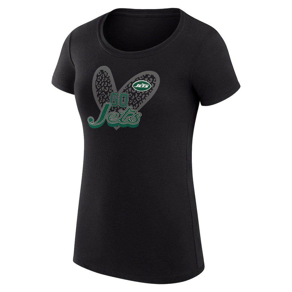New York Jets  G-III 4Her by Carl Banks Women's Super-Slim Fit Lightweight Animal Print Heart T-Shirt
