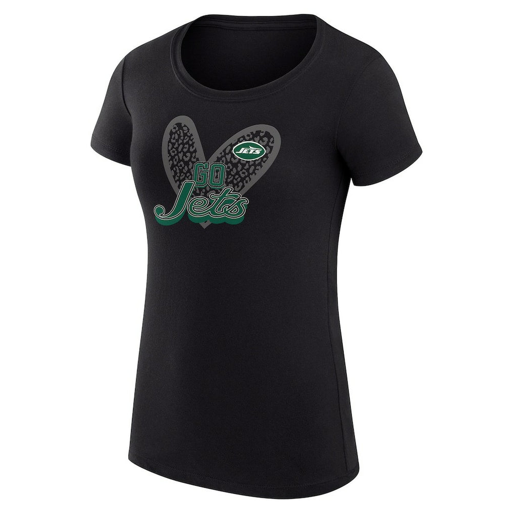 New York Jets  G-III 4Her by Carl Banks Women's Super-Slim Fit Lightweight Animal Print Heart T-Shirt