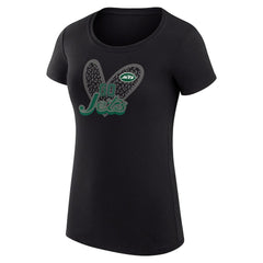 New York Jets  G-III 4Her by Carl Banks Women's Super-Slim Fit Lightweight Animal Print Heart T-Shirt