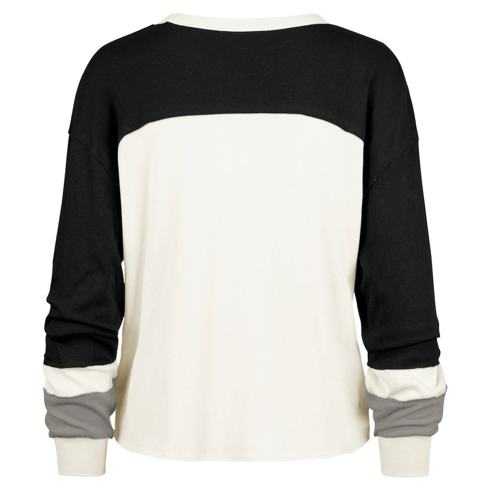 Carolina Panthers 47 brand '47 Women's Double Header Curve Raglan Long Sleeve Crop Top