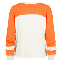 Miami Dolphins 47 brand '47 Women's Double Header Curve Raglan Long Sleeve Crop Top