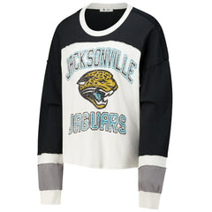 Jacksonville Jaguars 47 brand '47 Women's Double Header Curve Raglan Long Sleeve Crop Top