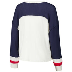 Houston Texans 47 brand '47 Women's Double Header Curve Raglan Long Sleeve Crop Top