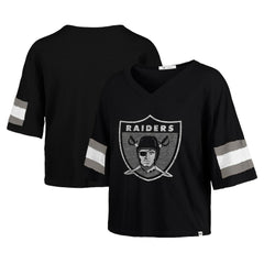 Las Vegas Raiders 47 brand '47 Women's Double Header Scout Cropped V-Neck T-Shirt