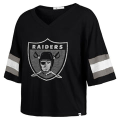 Las Vegas Raiders 47 brand '47 Women's Double Header Scout Cropped V-Neck T-Shirt
