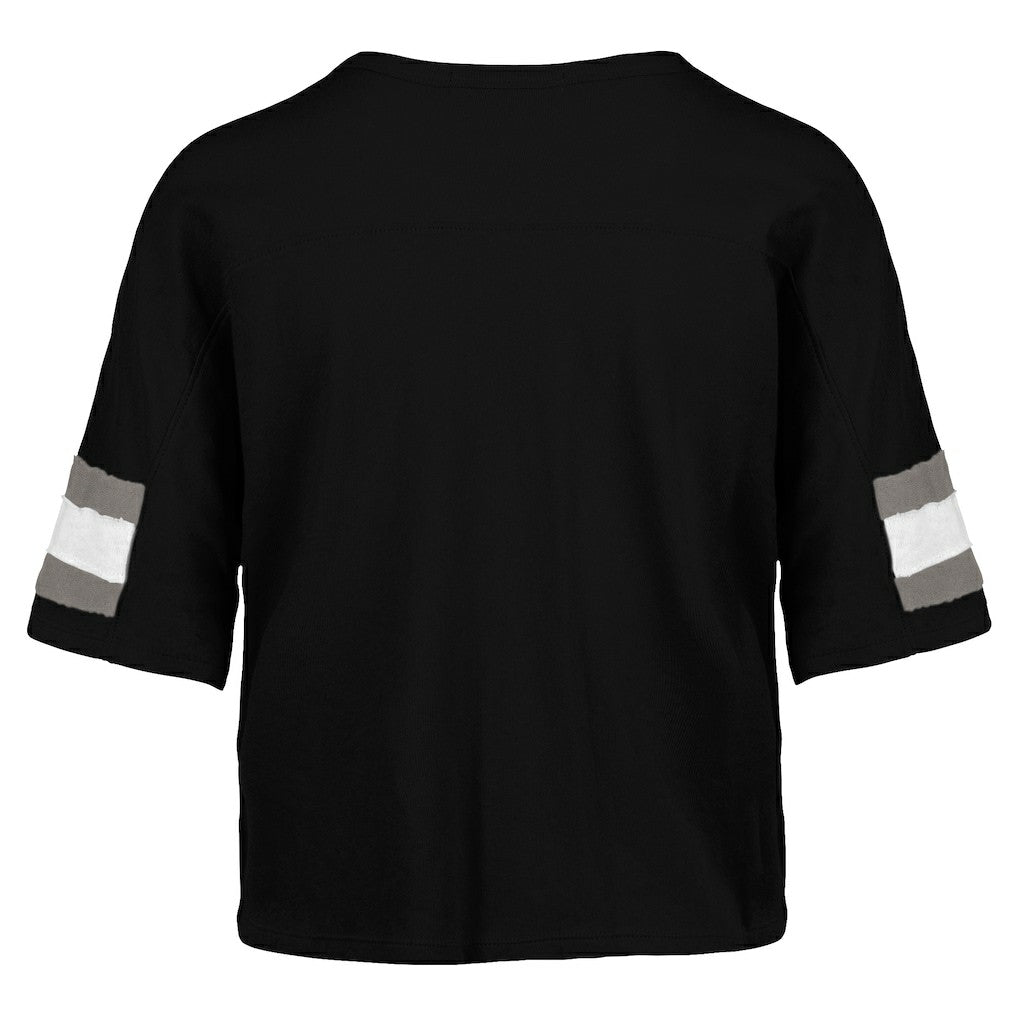 Las Vegas Raiders 47 brand '47 Women's Double Header Scout Cropped V-Neck T-Shirt