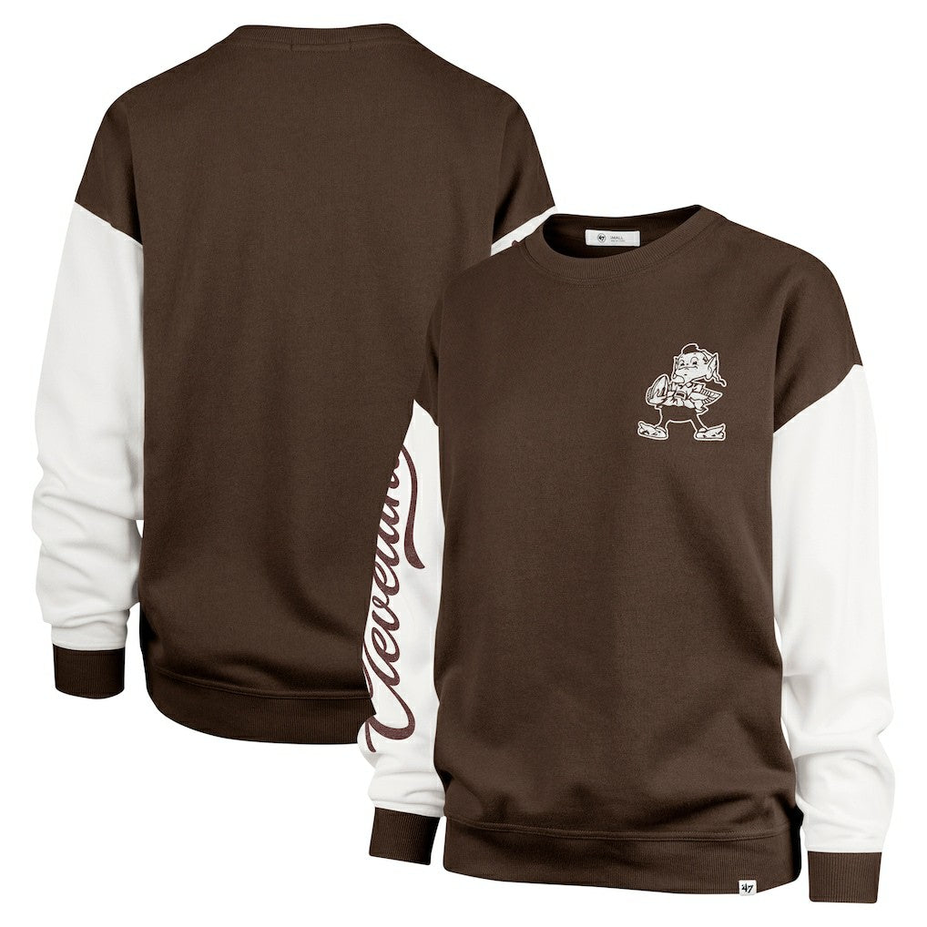 Cleveland Browns 47 brand '47 Women's Double Header Rise Andie Pullover Sweatshirt