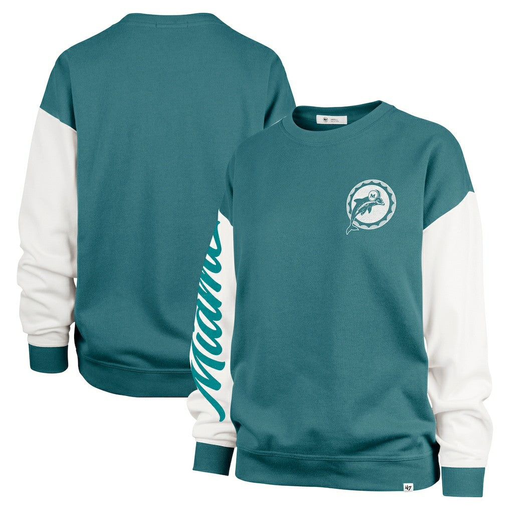 Miami Dolphins 47 brand '47 Women's Double Header Rise Andie Pullover Sweatshirt