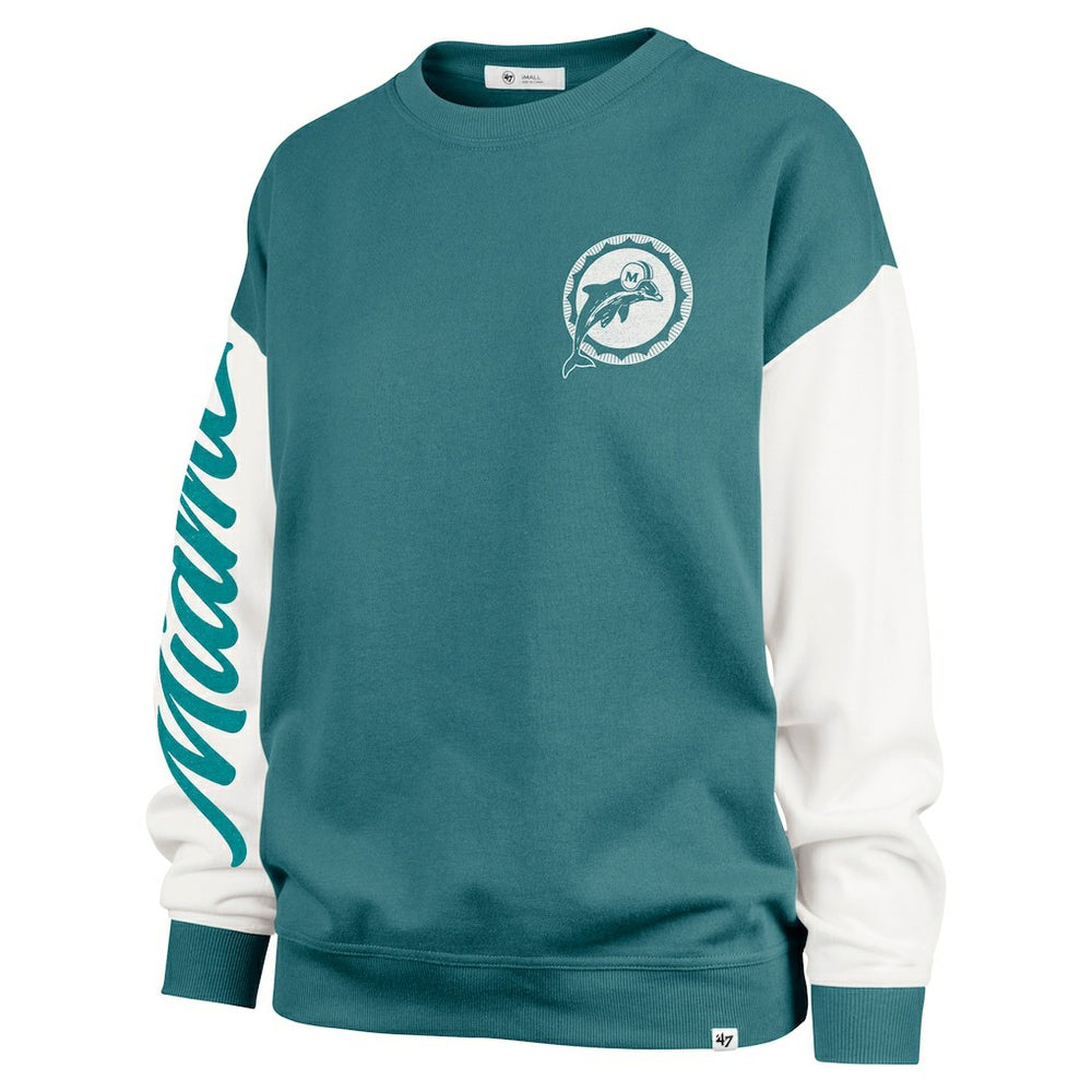 Miami Dolphins 47 brand '47 Women's Double Header Rise Andie Pullover Sweatshirt