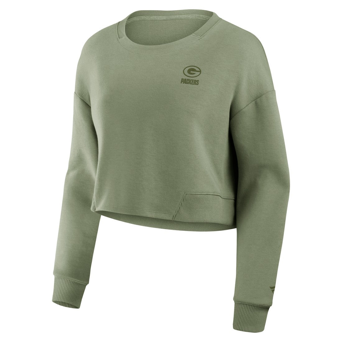 Green Bay Packers Fanatics Women's Studio Tri-Blend Cropped Pullover Sweatshirt