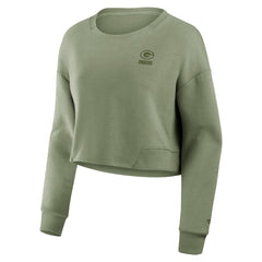 Green Bay Packers Fanatics Women's Studio Tri-Blend Cropped Pullover Sweatshirt