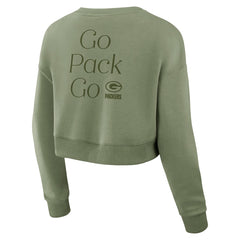 Green Bay Packers Fanatics Women's Studio Tri-Blend Cropped Pullover Sweatshirt