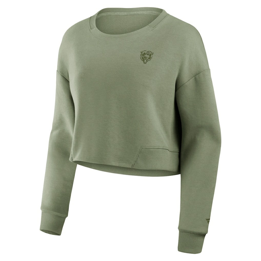 Chicago Bears Fanatics Women's Studio Tri-Blend Cropped Pullover Sweatshirt