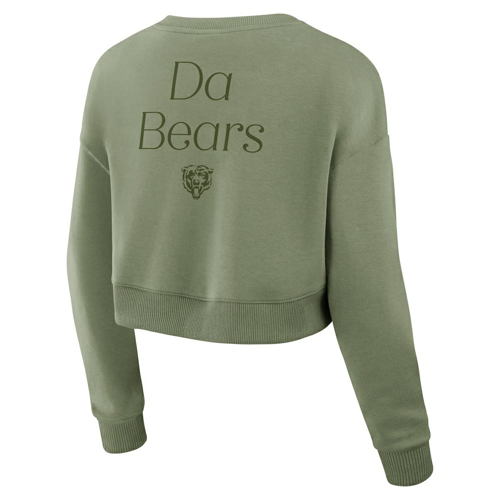 Chicago Bears Fanatics Women's Studio Tri-Blend Cropped Pullover Sweatshirt