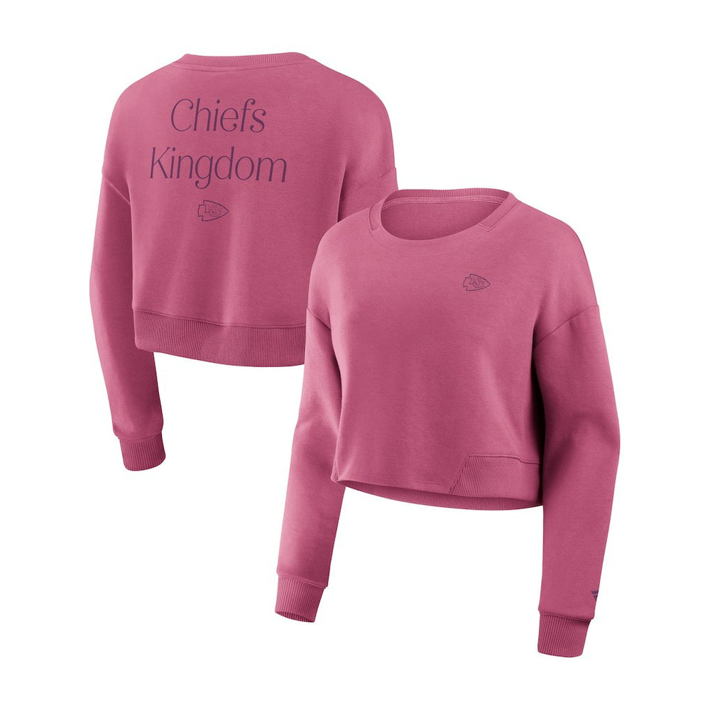 Kansas City Chiefs Fanatics Women's Studio Tri-Blend Cropped Pullover Sweatshirt