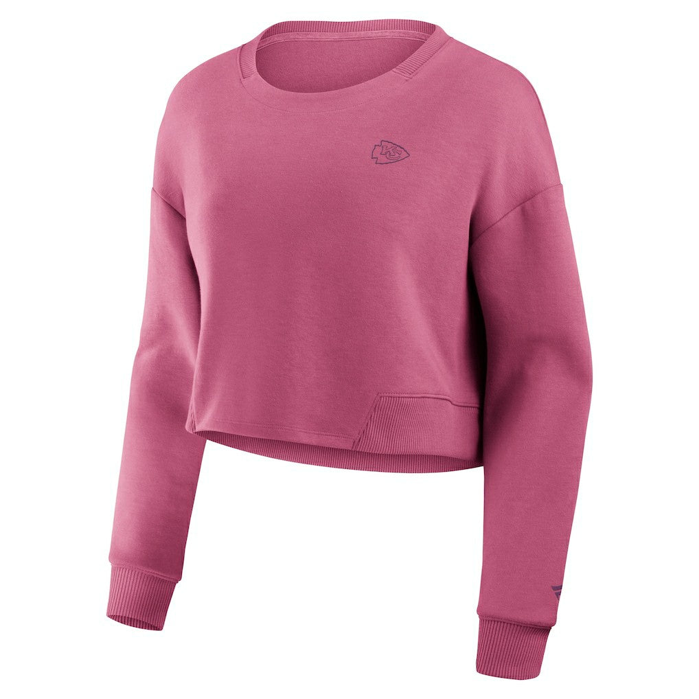 Kansas City Chiefs Fanatics Women's Studio Tri-Blend Cropped Pullover Sweatshirt