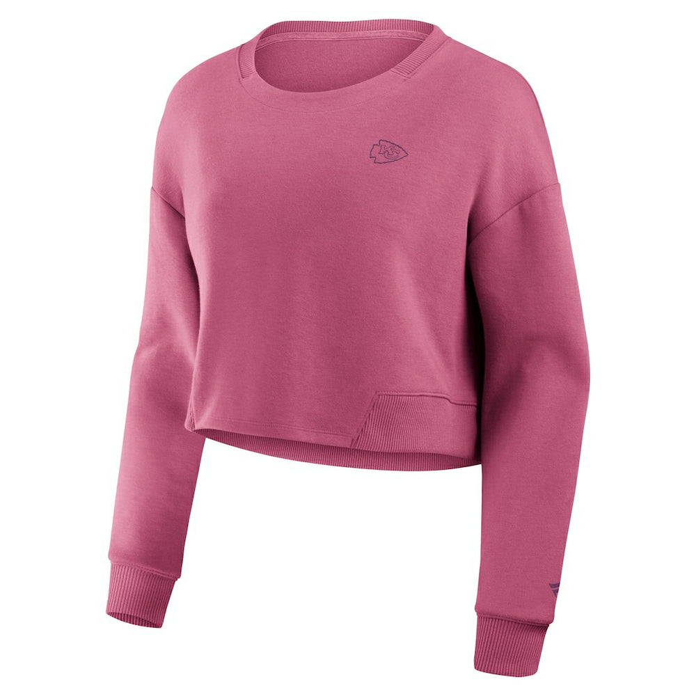 Kansas City Chiefs Fanatics Women's Studio Tri-Blend Cropped Pullover Sweatshirt