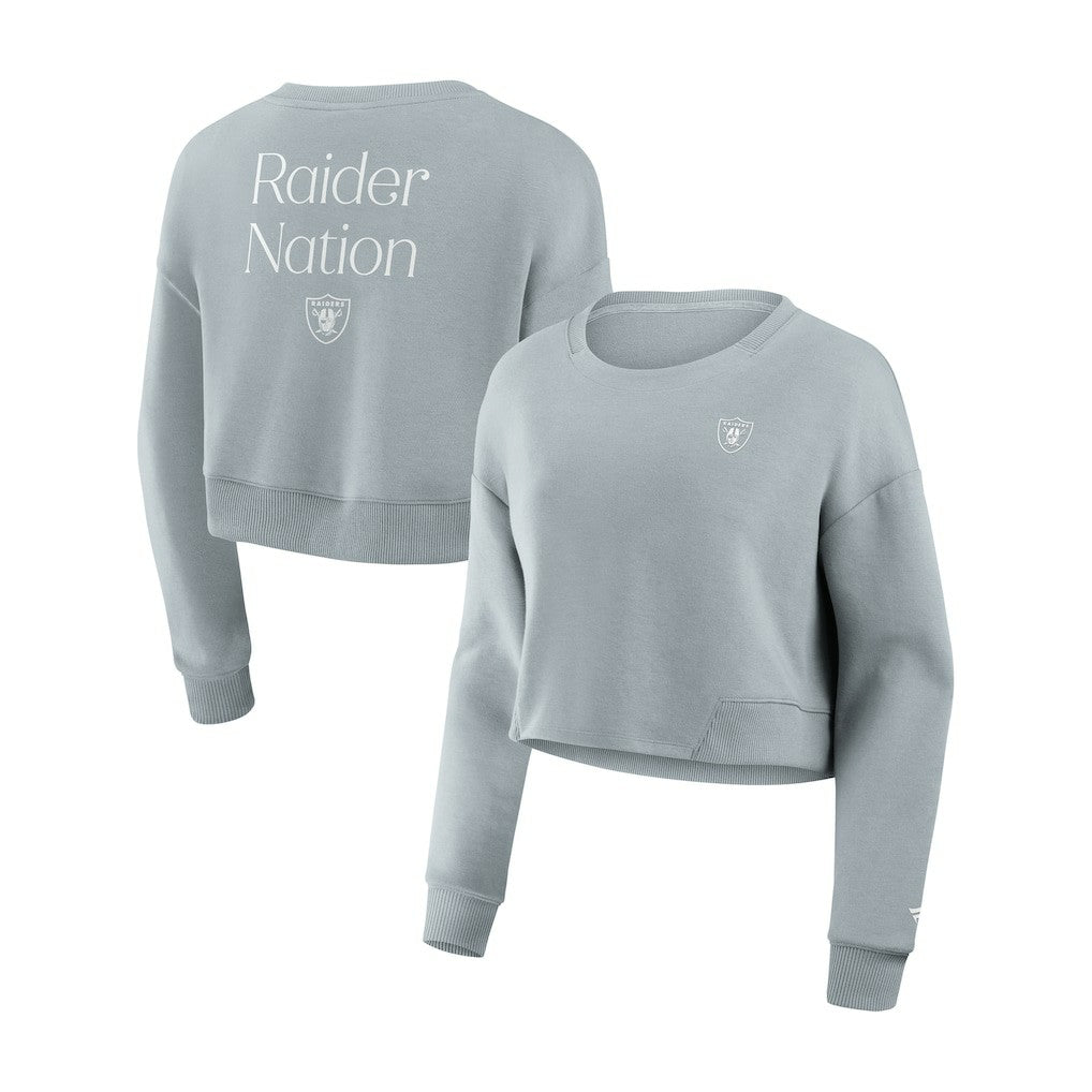 Las Vegas Raiders Fanatics Women's Studio Tri-Blend Cropped Pullover Sweatshirt