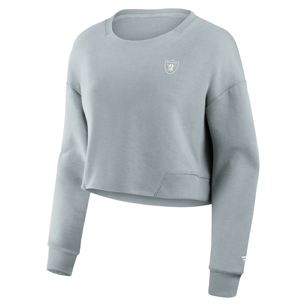 Las Vegas Raiders Fanatics Women's Studio Tri-Blend Cropped Pullover Sweatshirt