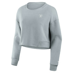 Las Vegas Raiders Fanatics Women's Studio Tri-Blend Cropped Pullover Sweatshirt