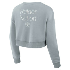 Las Vegas Raiders Fanatics Women's Studio Tri-Blend Cropped Pullover Sweatshirt