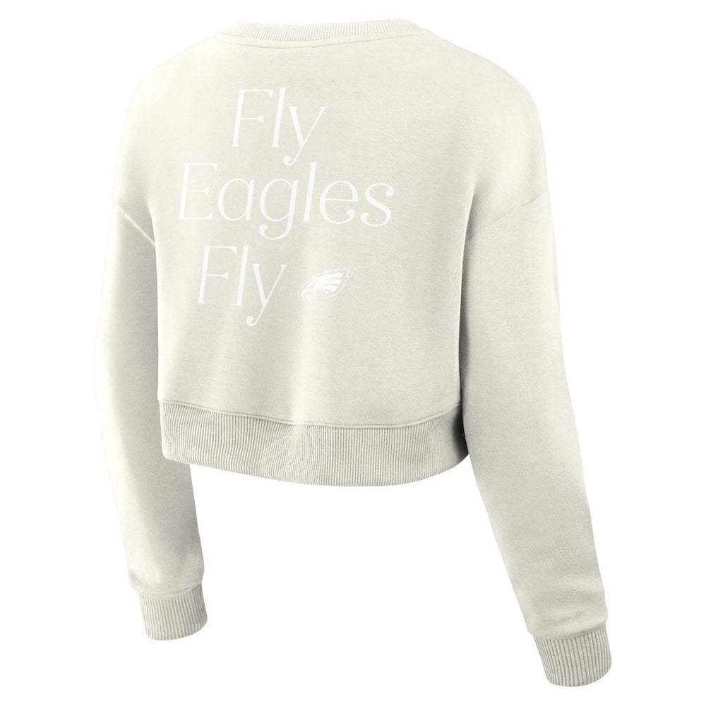 Philadelphia Eagles Fanatics Women's Studio Tri-Blend Cropped Pullover Sweatshirt