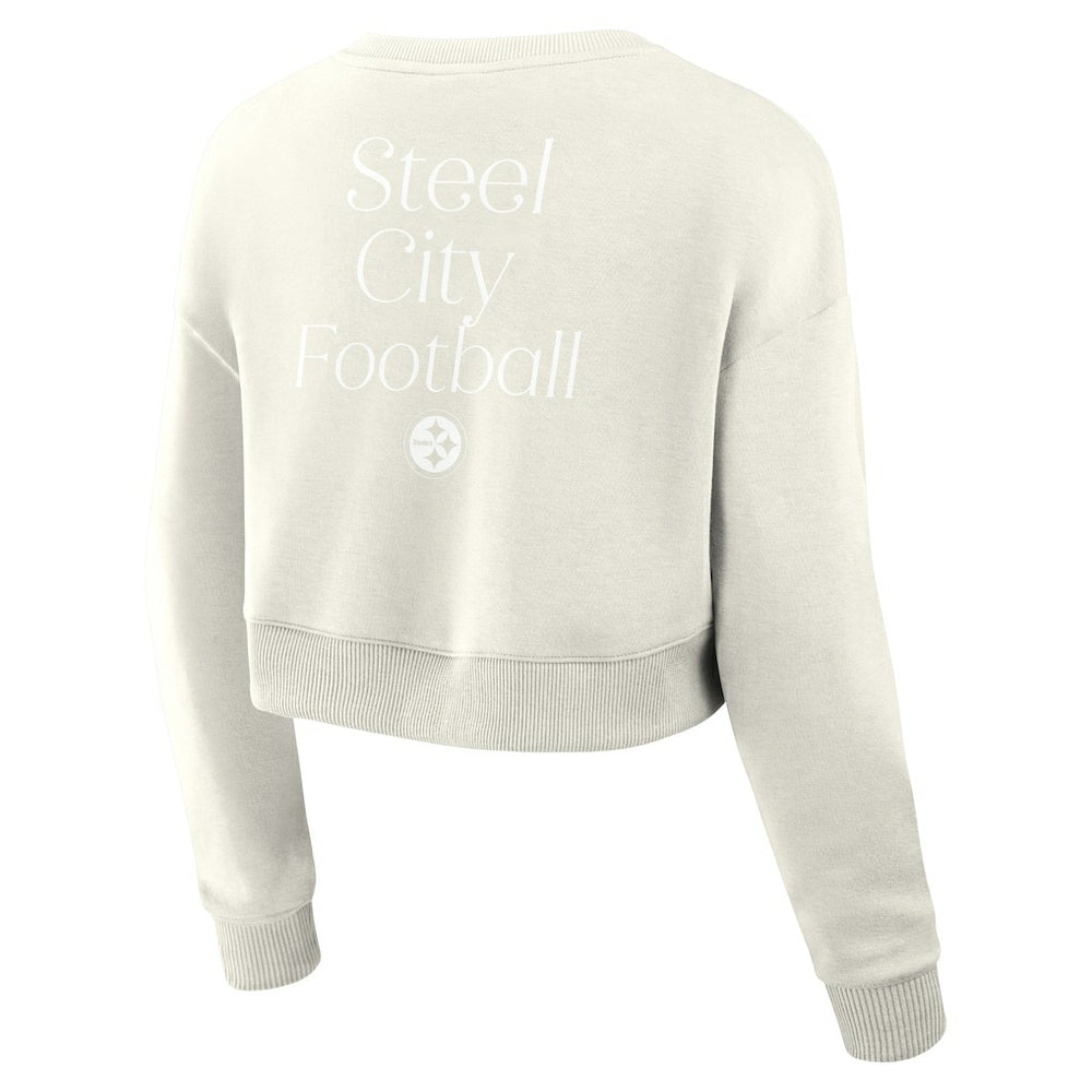 Pittsburgh Steelers Fanatics Women's Studio Tri-Blend Cropped Pullover Sweatshirt