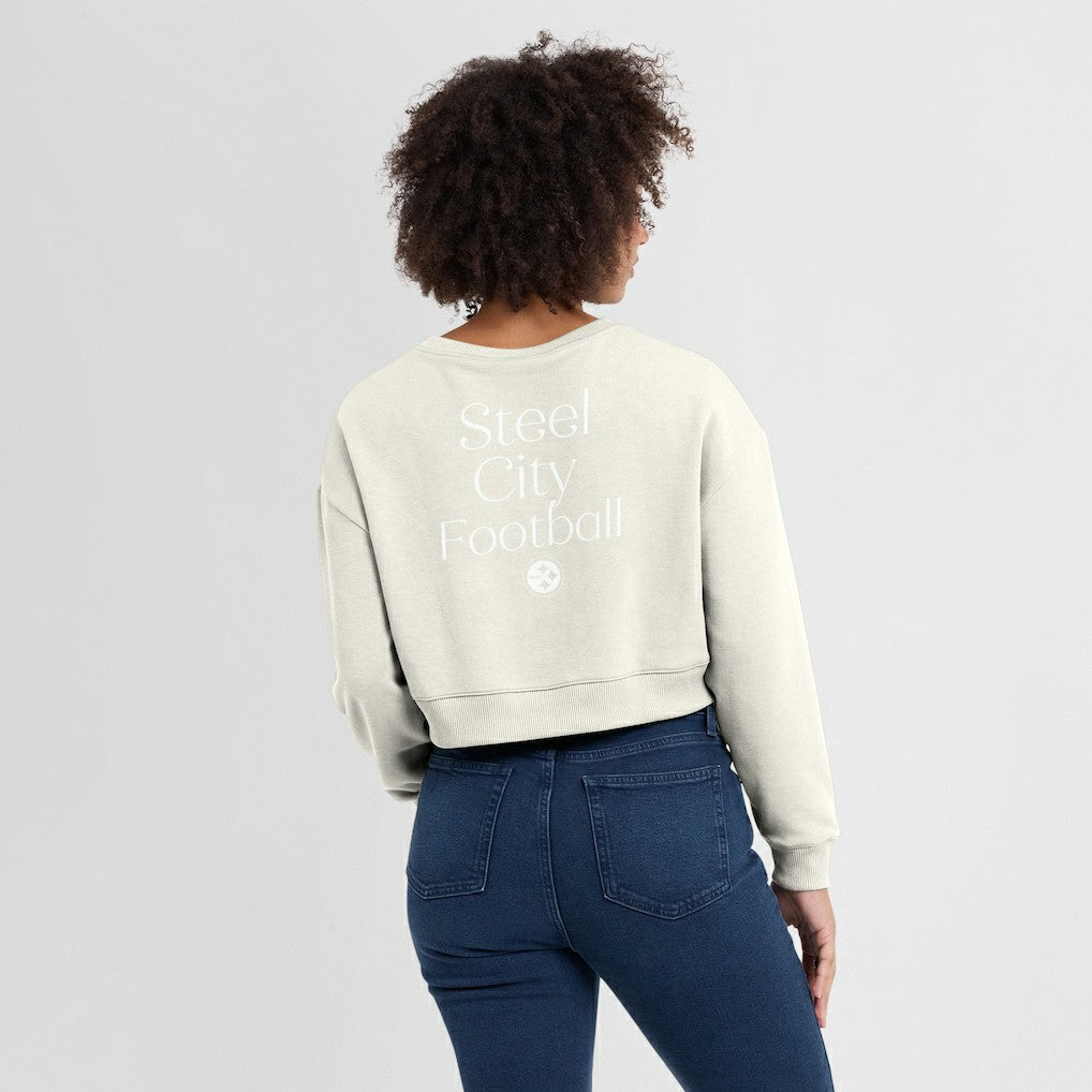 Pittsburgh Steelers Fanatics Women's Studio Tri-Blend Cropped Pullover Sweatshirt