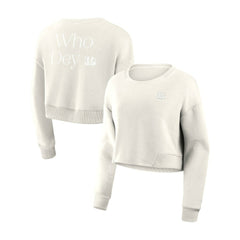 Cincinnati Bengals Fanatics Women's Studio Tri-Blend Cropped Pullover Sweatshirt