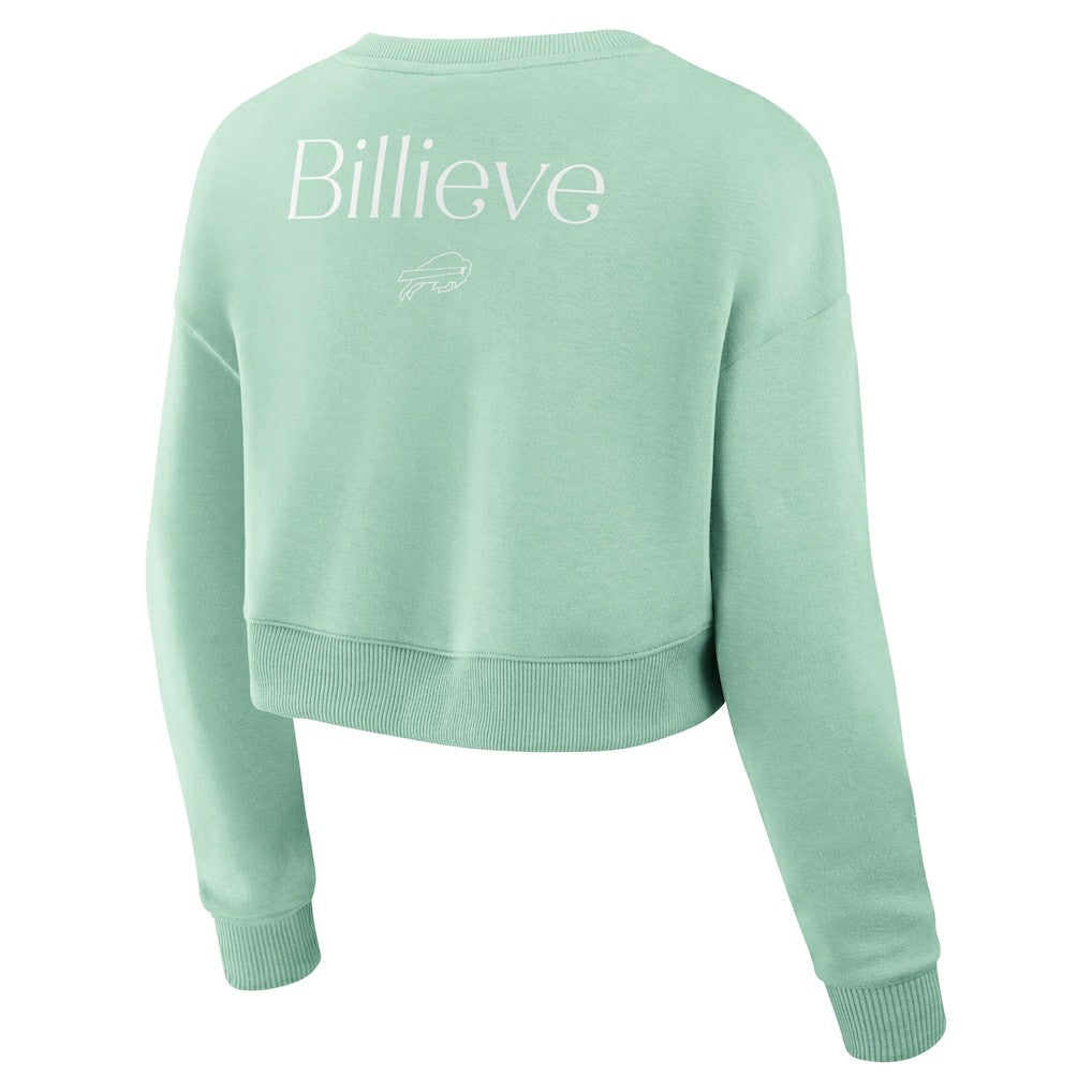 Buffalo Bills Fanatics Women's Studio Tri-Blend Cropped Pullover Sweatshirt