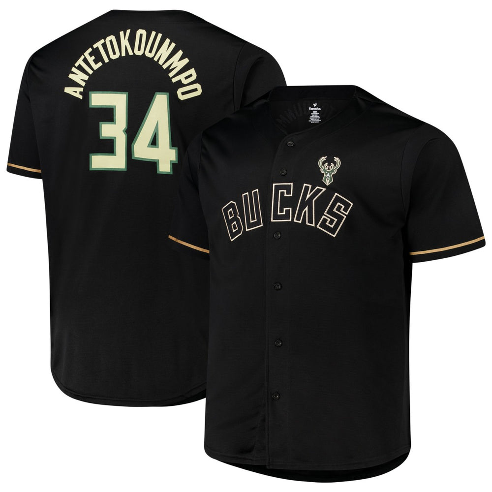 Giannis Antetokounmpo Milwaukee Bucks Profile Big & Tall Name & Number Button-Up Jersey Online