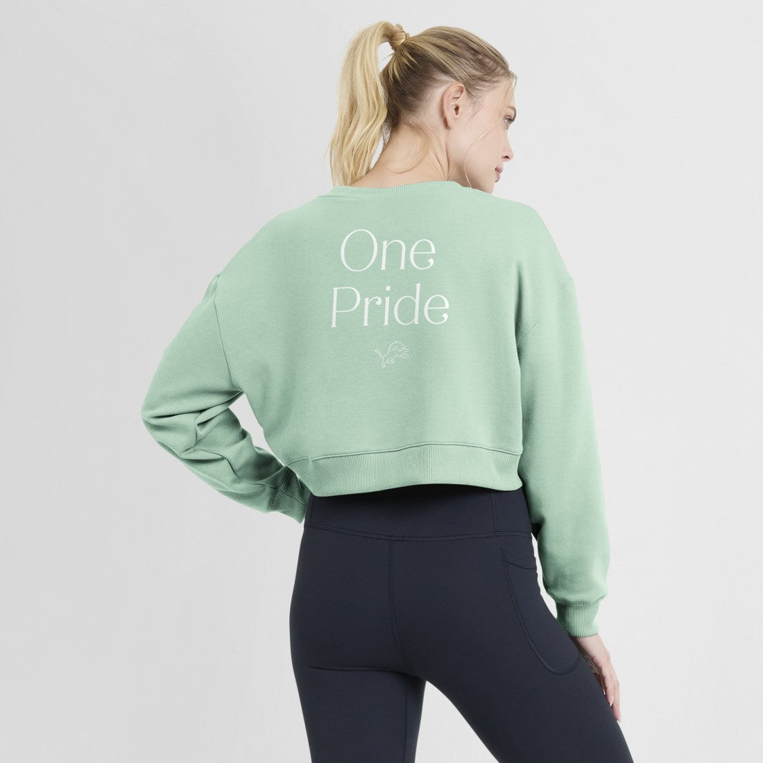 Detroit Lions Fanatics Women's Studio Tri-Blend Cropped Pullover Sweatshirt