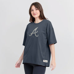 Atlanta Braves Fanatics Women's Oversized Elements Raw Edge Future Ground T-Shirt | MLB Near me