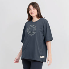 Chicago Cubs Fanatics Women's Oversized Elements Raw Edge Future Ground T-Shirt | MLB For sale