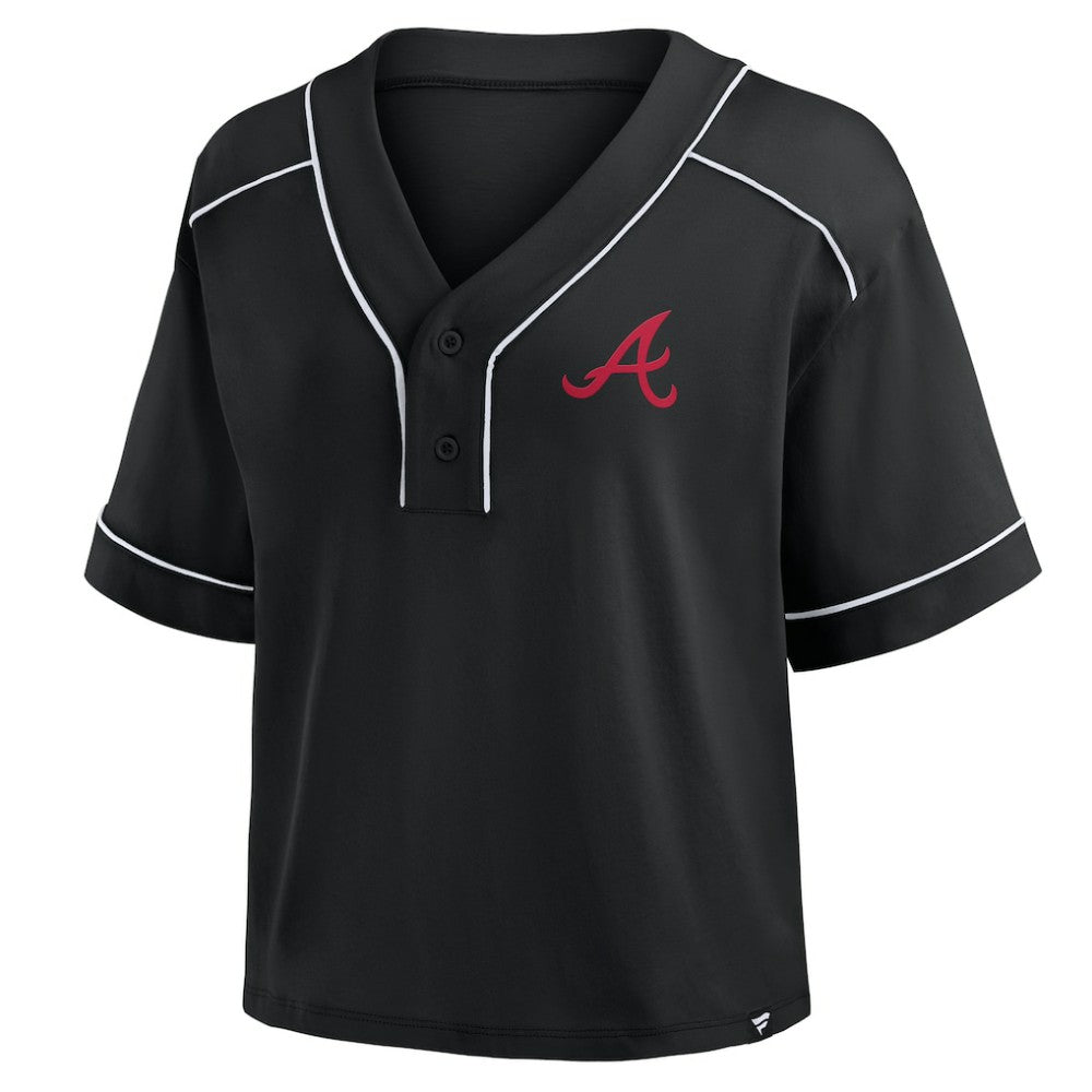 Atlanta Braves Fanatics Women's Oversized Champ Game Cropped  V-Neck T-Shirt | MLB On Sale