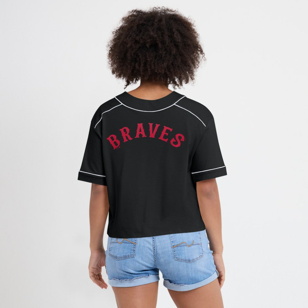 Atlanta Braves Fanatics Women's Oversized Champ Game Cropped  V-Neck T-Shirt | MLB On Sale