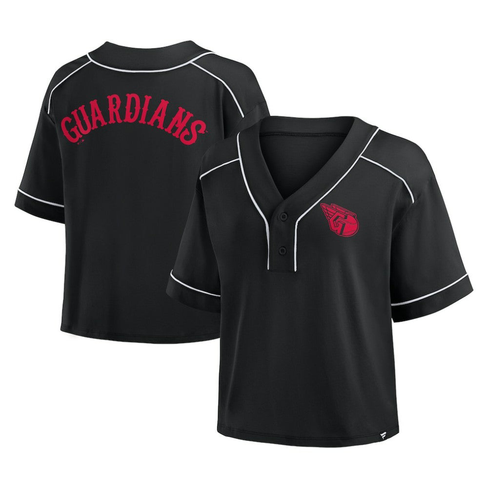 Cleveland Guardians Fanatics Women's Oversized Champ Game Cropped  V-Neck T-Shirt | MLB Online